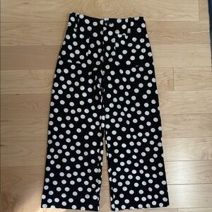 Anthropologie Maeve Black and White Polka Dot Cropped Pants